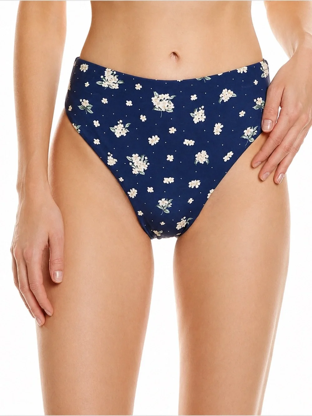 WeWoreWhat Polka Dot Floral High Rise Swim Bottom NWT